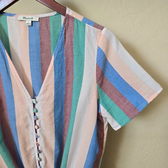 Madewell Novel Tie-Front Button Top in Flagstaff Stripe - Picture 4 of 13